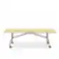 A contemporary folding table with a light tabletop and sturdy metal legs on casters. Its flexible design makes it ideal for modern offices, meeting rooms, and collaborative workspaces where layouts need to adapt quickly.